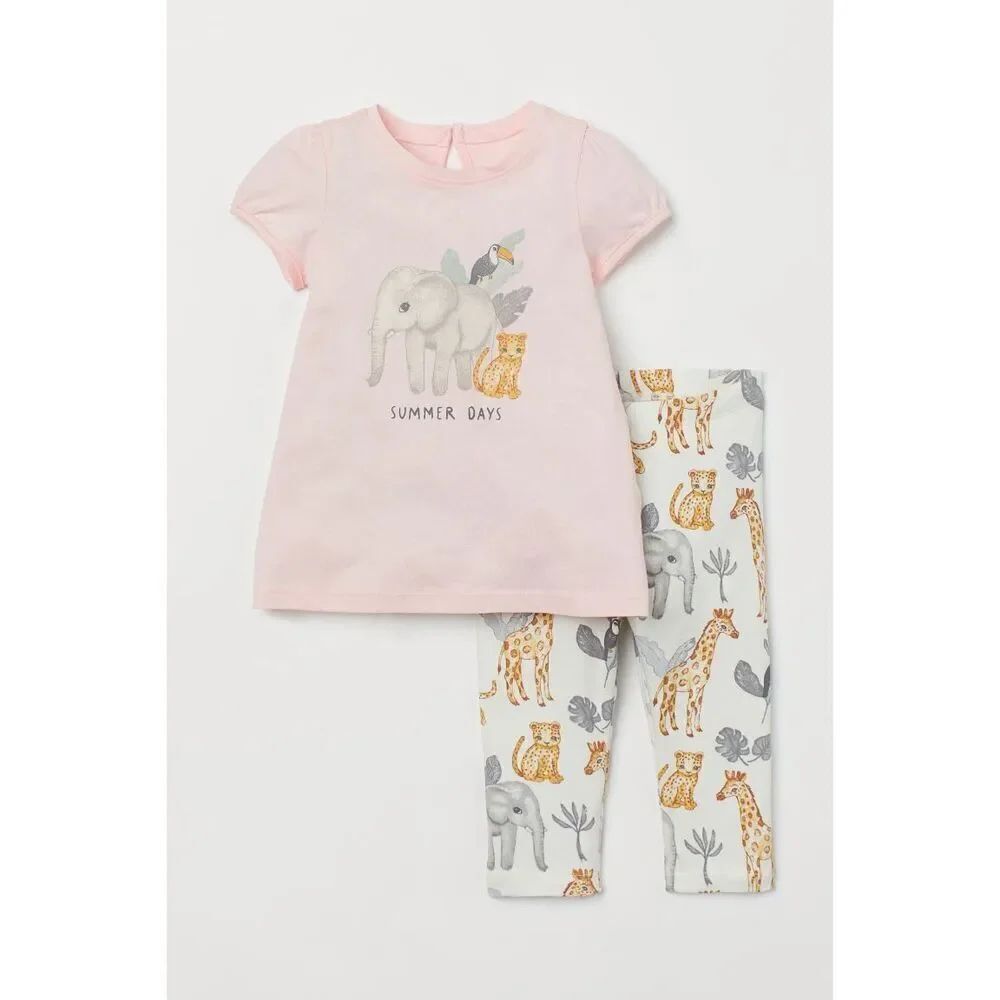 NEW H&M Toddler Girls 4 Animal Printed 2-piece Outfit